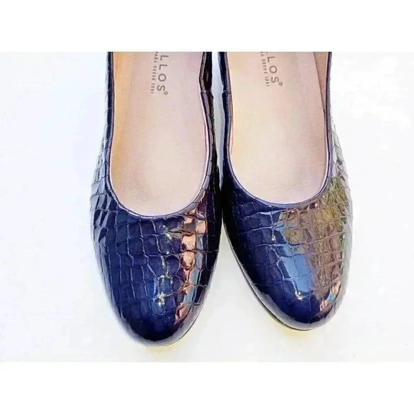 Pitillos Womens Classic Pump Heel Blue Leather Crocodile Slip On Mid Round Toe 9 - Picture 3 of 9